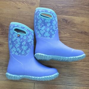 Girls BOGS Purple and Teal Floral Boots